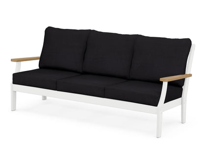 POLYWOOD® Braxton Deep Seating Sofa in White / Natural / Midnight Linen