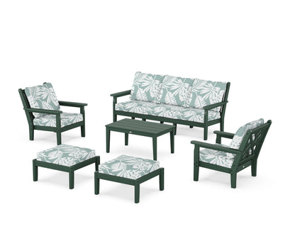 POLYWOOD® Chippendale 6-Piece Lounge Sofa Set in Green / Leaf Glacier Spa