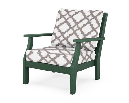 Martha Stewart by POLYWOOD® Chinoiserie Deep Seating Chair in Green / Trellis Grey Mist