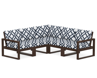 POLYWOOD® EDGE 5-Piece Modular Deep Seating Set in Mahogany / Trellis Marine Indigo