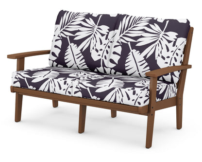 POLYWOOD® Grant Park Deep Seating Loveseat in Teak / Leaf Navy