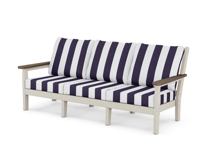 POLYWOOD® Chippendale Deep Seating Sofa in Sand / Kona / Cabana Stripe Navy