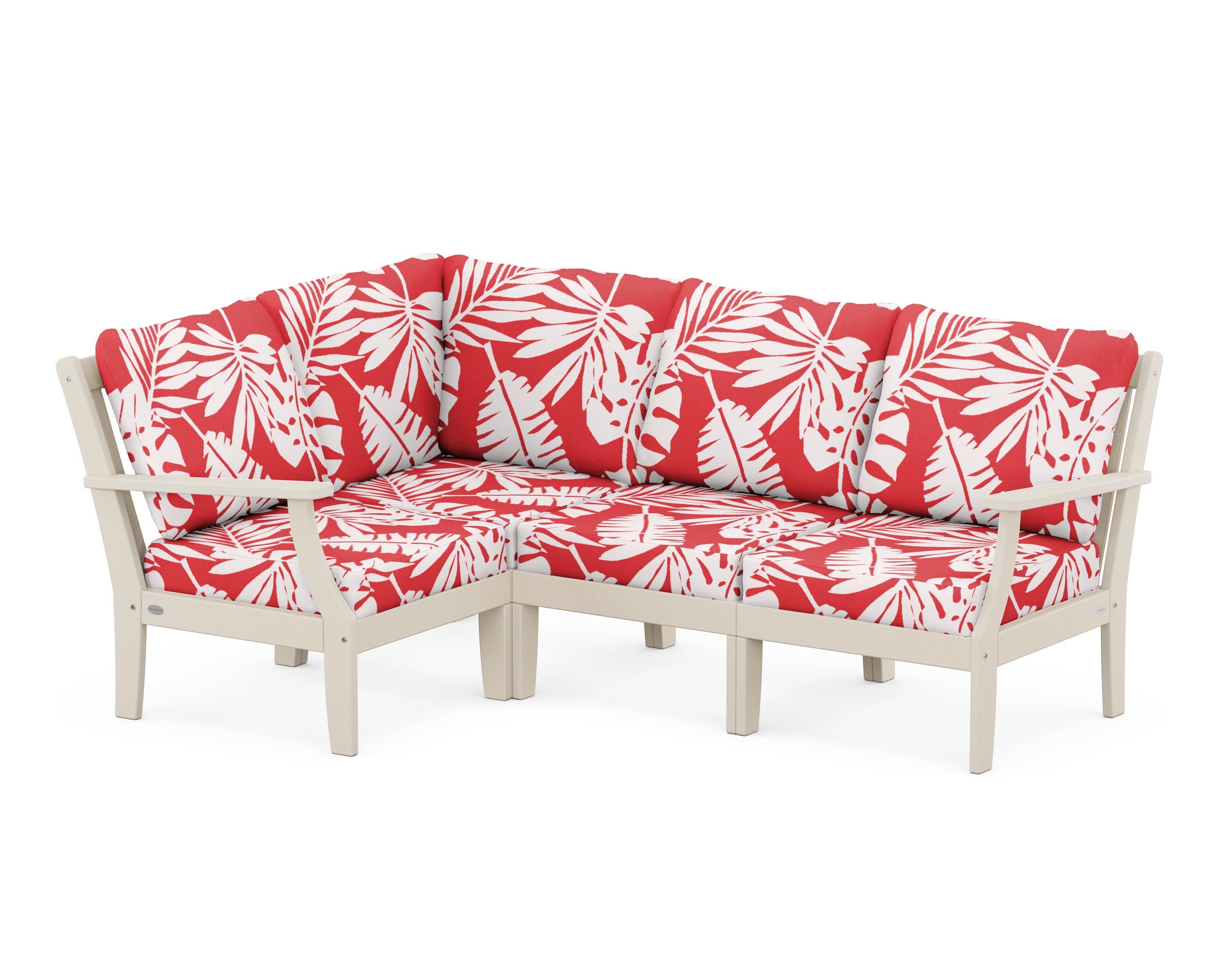 POLYWOOD® Braxton Modular 4-Piece Deep Seating Set in Sand / Leaf Crimson
