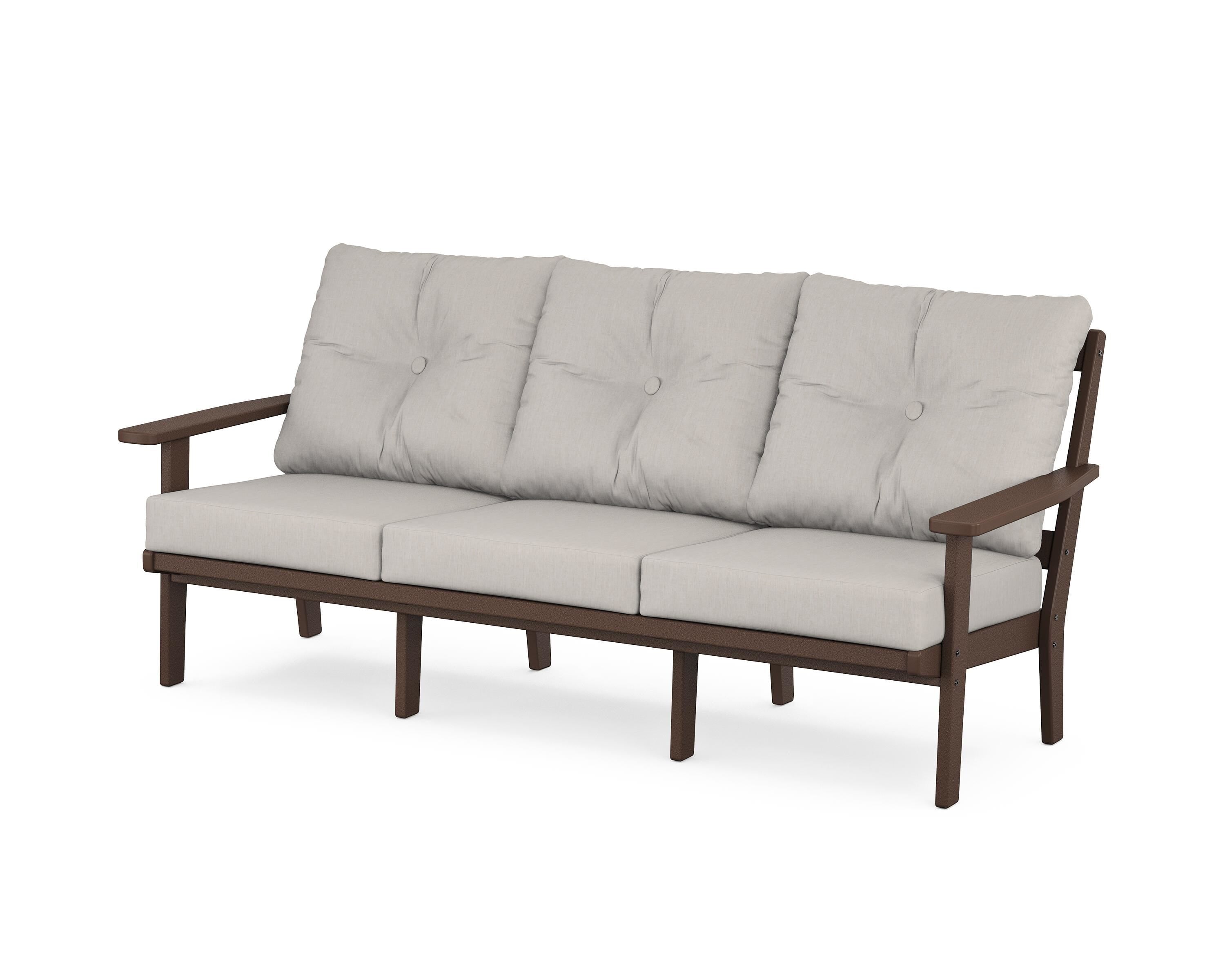 POLYWOOD® Oxford Deep Seating Sofa in Mahogany / Cast Ash
