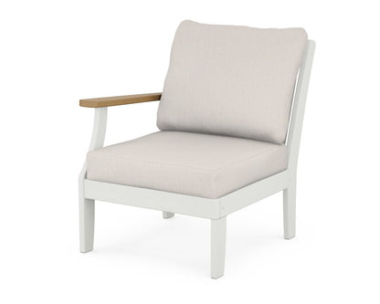 POLYWOOD® Braxton Modular Left Arm Chair in White / Natural / Cast Ash