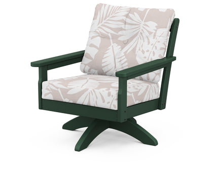 POLYWOOD® Vineyard Deep Seating Swivel Chair in Green / Leaf Dune Burlap