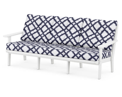 POLYWOOD® Lakeside Deep Seating Sofa in White / Trellis Navy