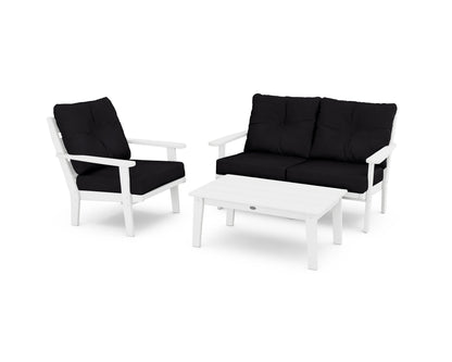 POLYWOOD® Lakeside 3-Piece Deep Seating Set in White / Midnight Linen