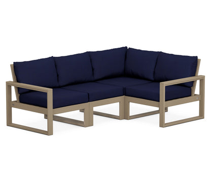 POLYWOOD® EDGE 4-Piece Modular Deep Seating Set in Vintage Sahara / Navy
