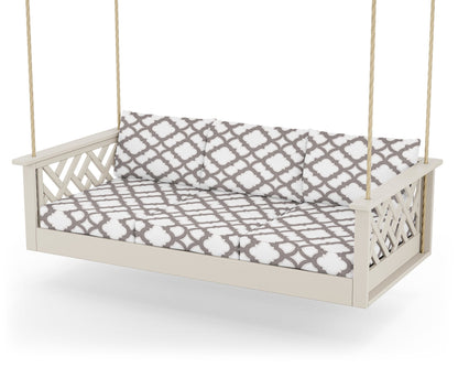 POLYWOOD® Chippendale Daybed Swing in Sand / Trellis Grey Mist