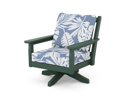 POLYWOOD® Chippendale Deep Seating Swivel Chair in Green / Leaf Sky Blue
