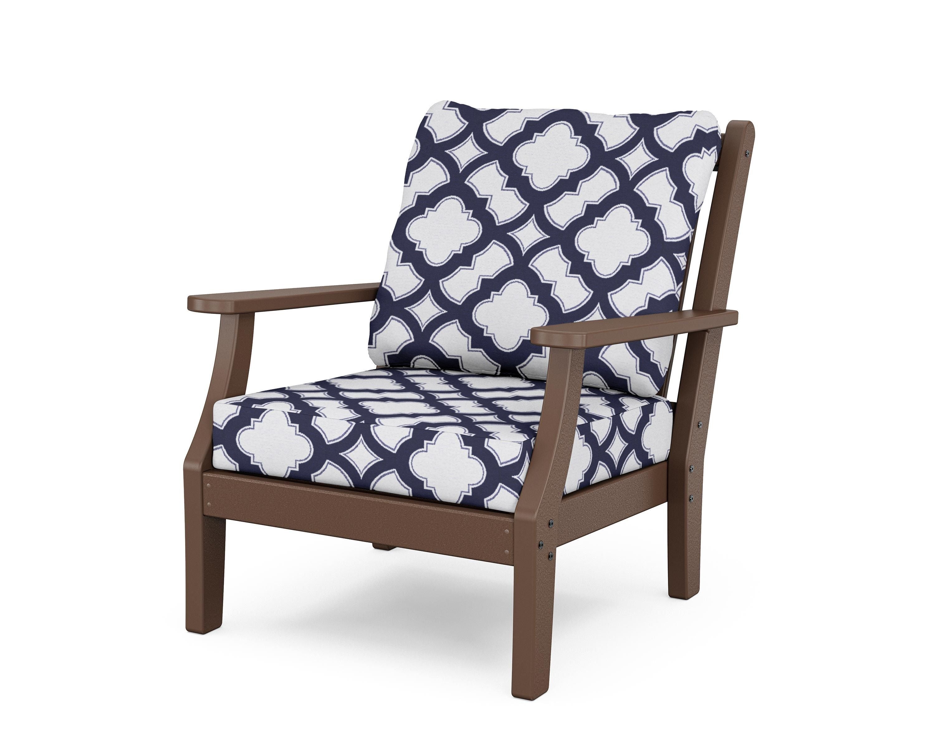 Country Living Wovendale Deep Seating Chair in Mahogany / Trellis Navy