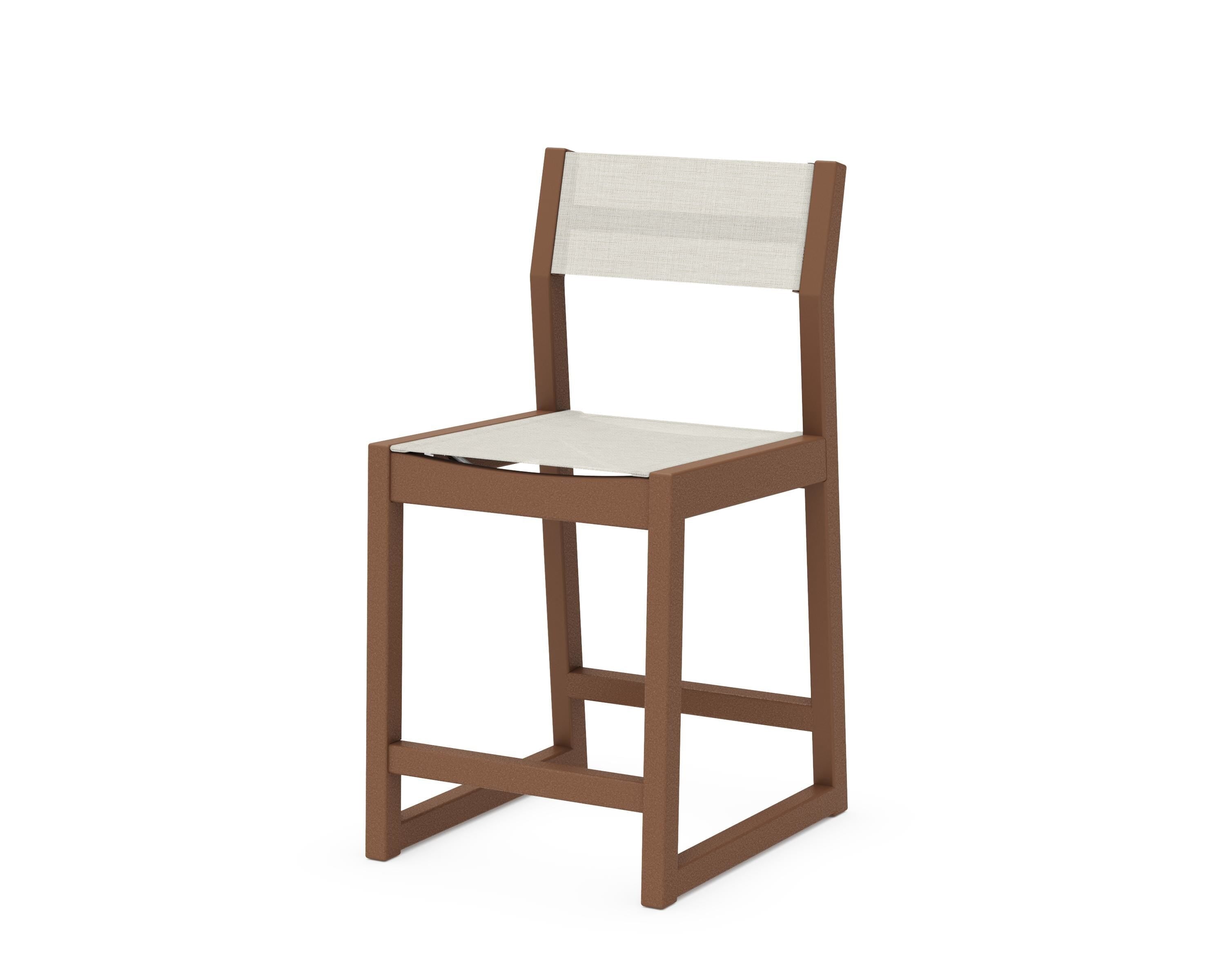 POLYWOOD® EDGE Sling Counter Side Chair in Teak / Parchment Sling