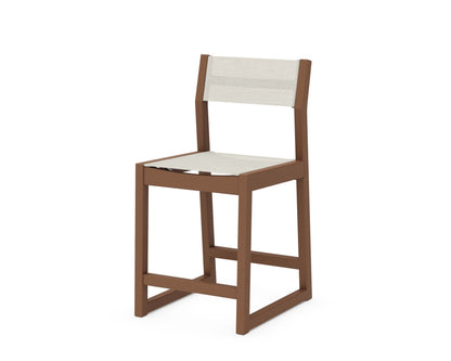POLYWOOD® EDGE Sling Counter Side Chair in Teak / Parchment Sling