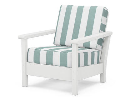 POLYWOOD® Harbour Deep Seating Chair in White / Cabana Stripe Glacier Spa