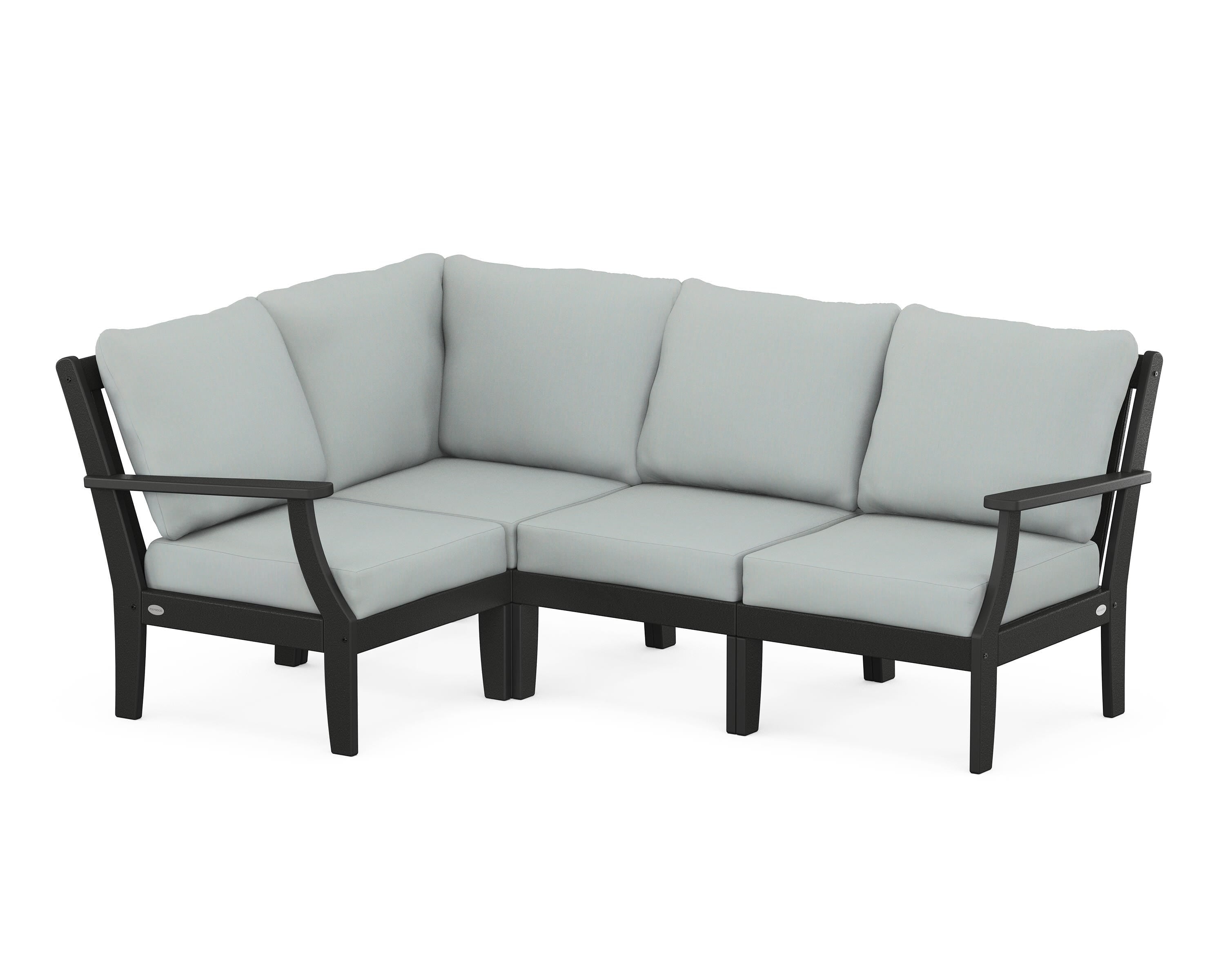 POLYWOOD® Braxton Modular 4-Piece Deep Seating Set in Black / Spa