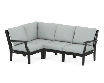 POLYWOOD® Braxton Modular 4-Piece Deep Seating Set in Black / Spa