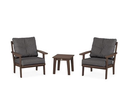 POLYWOOD® Prairie 3-Piece Deep Seating Set in Mahogany / Ash Charcoal