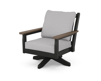 POLYWOOD® Chippendale Deep Seating Swivel Chair in Black / Kona / Granite