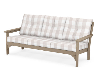 POLYWOOD® Vineyard Deep Seating Sofa in Vintage Sahara / Buffalo Plaid Dune Burlap