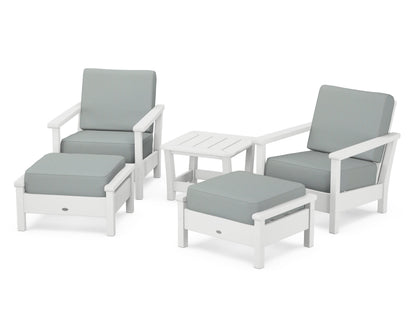 POLYWOOD® Harbour 5-Piece Deep Seating Chair Set in White / Spa