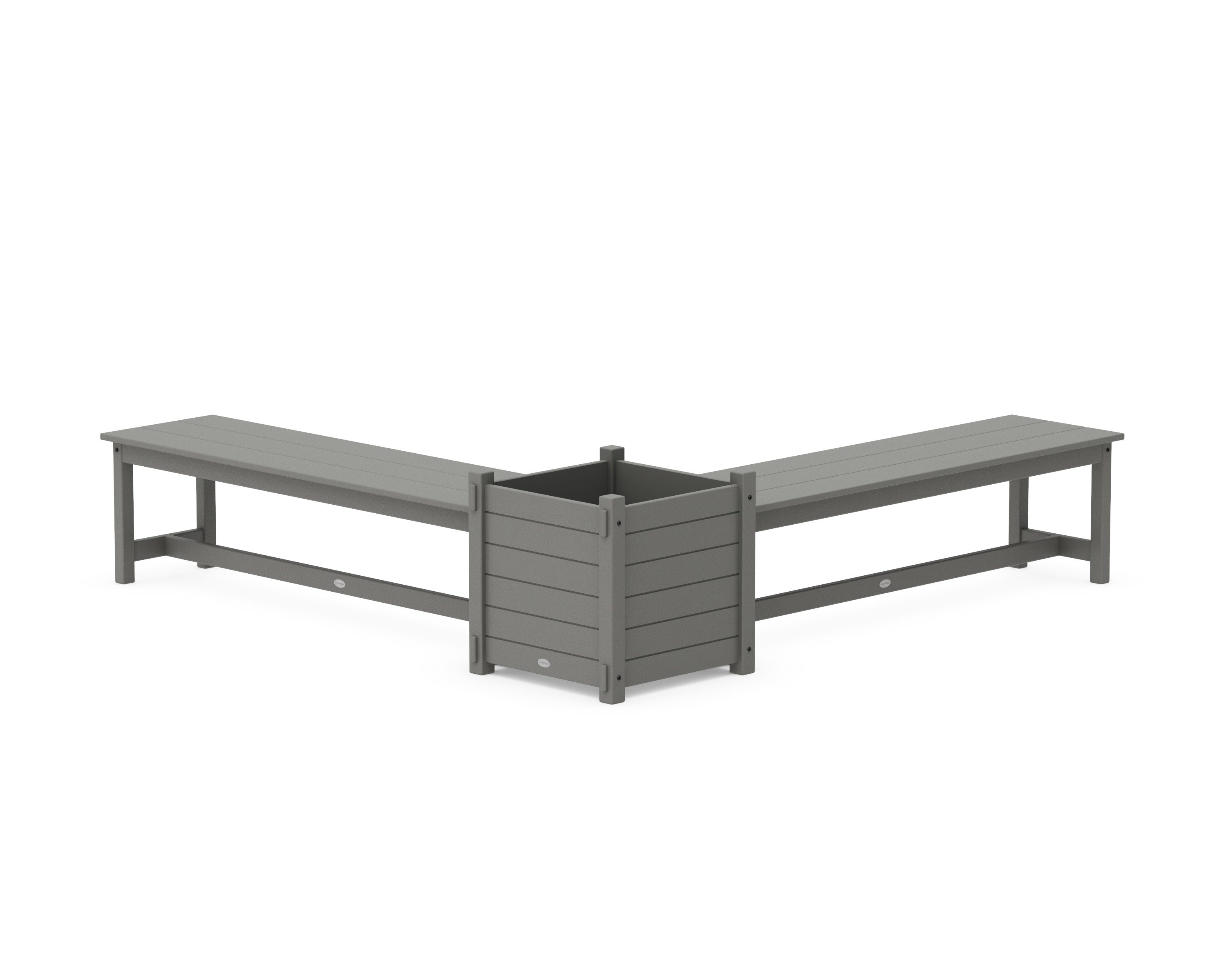 POLYWOOD® 60" Nautical L- Shaped Planter Bench Set- Large in Slate Grey