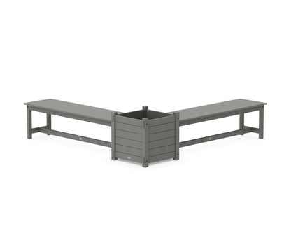 POLYWOOD® 60" Nautical L- Shaped Planter Bench Set- Large in Slate Grey