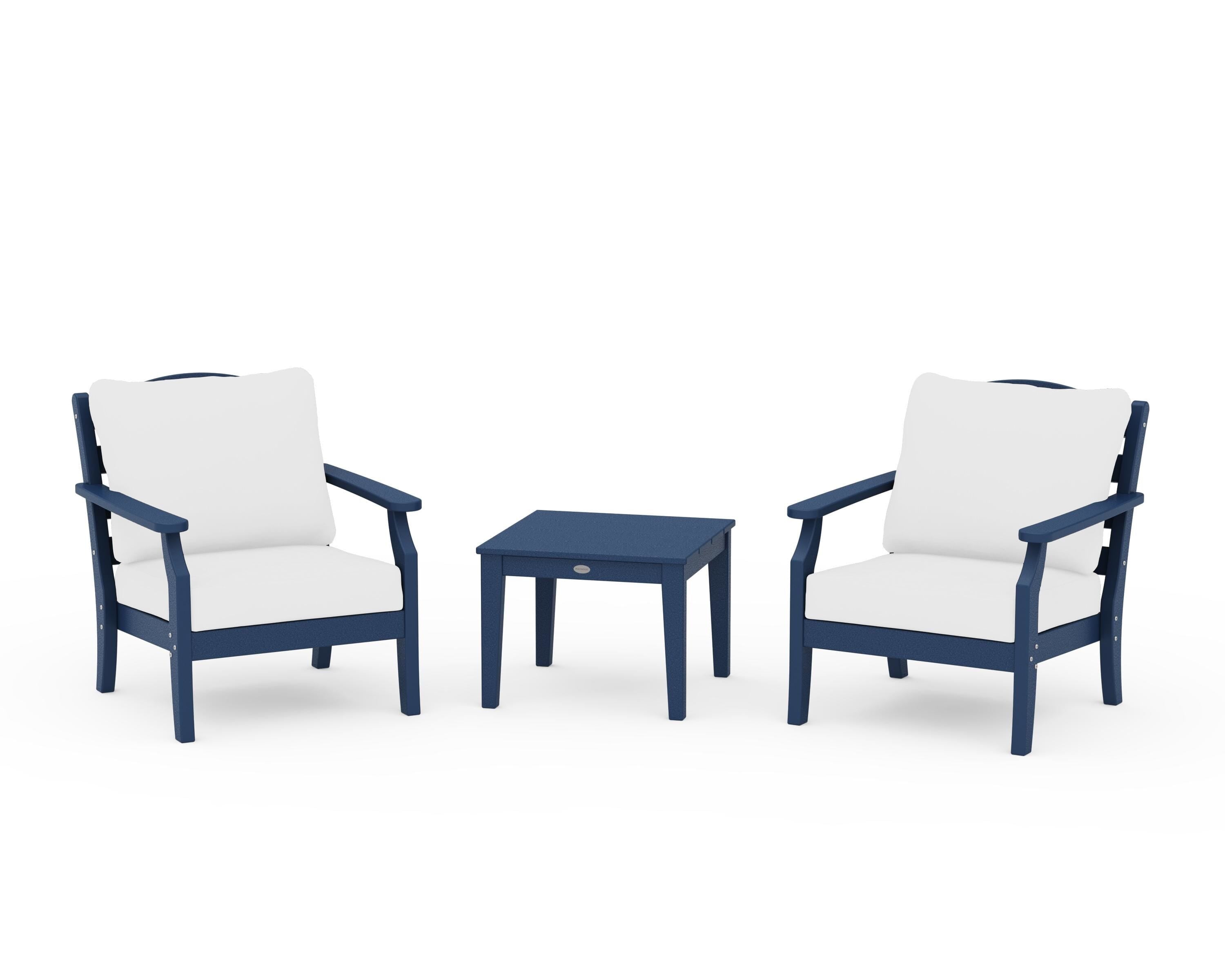 Draper James™ by  POLYWOOD® Savannah 3-Piece Deep Seating Set in Navy / Natural