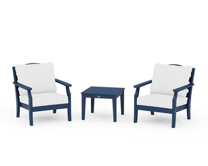 Draper James™ by  POLYWOOD® Savannah 3-Piece Deep Seating Set in Navy / Natural