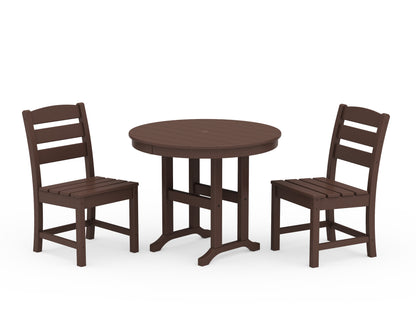 POLYWOOD® Lakeside Side Chair 3-Piece Round Dining Set in Mahogany