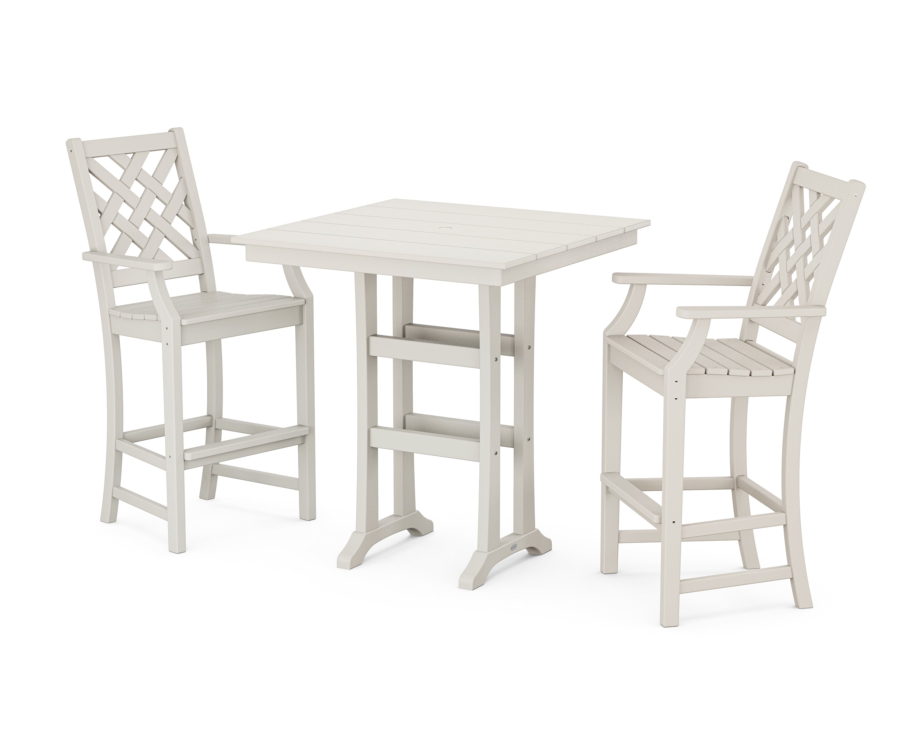 Country Living Wovendale 3-Piece Farmhouse Bar Set with Trestle Legs in Sand
