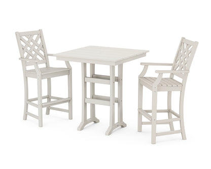 Country Living Wovendale 3-Piece Farmhouse Bar Set with Trestle Legs in Sand