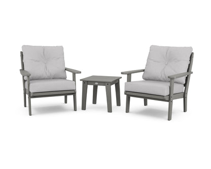 POLYWOOD® Lakeside 3-Piece Deep Seating Chair Set in Slate Grey / Granite