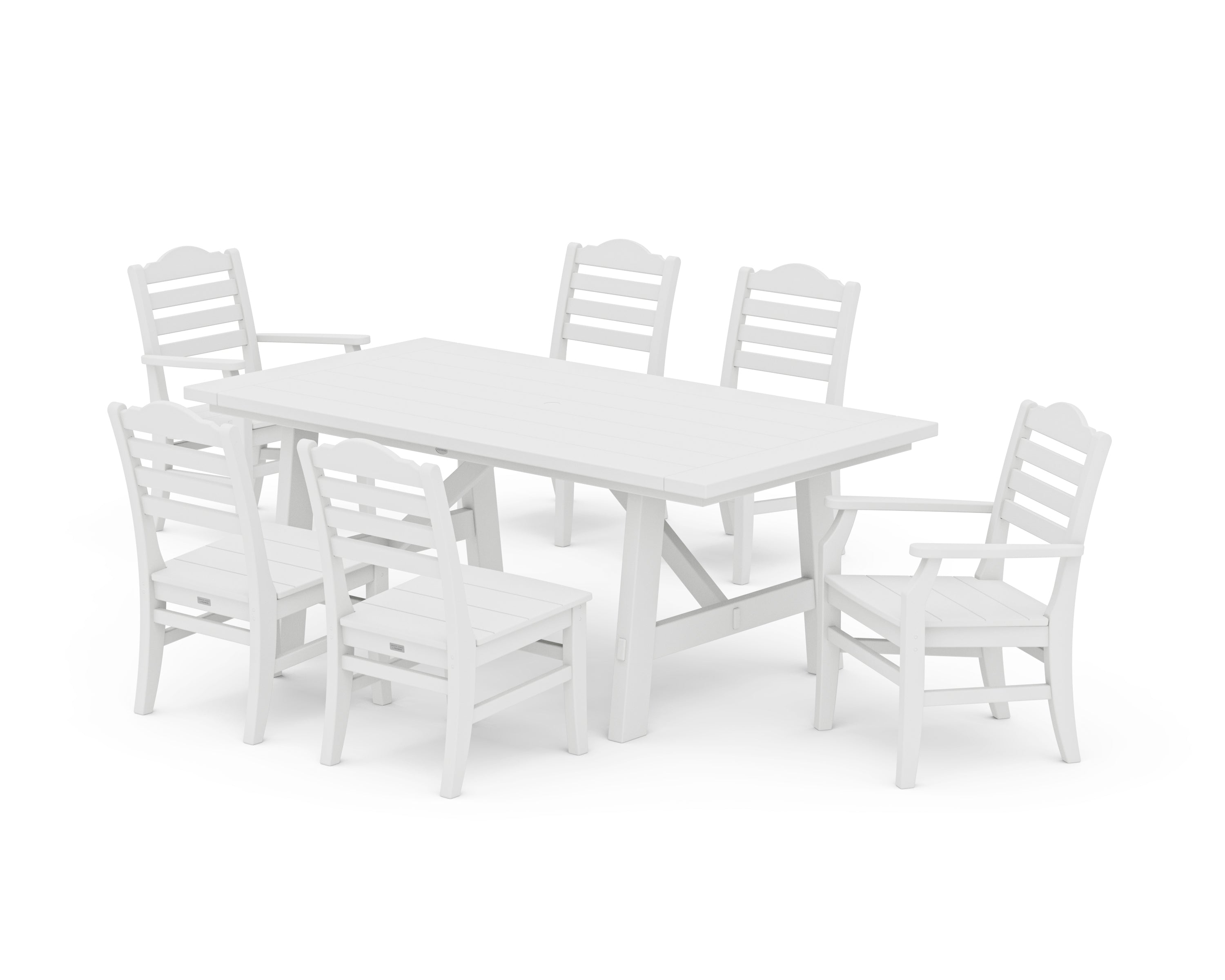 POLYWOOD® Savannah 7-Piece Rustic Farmhouse Dining Set in White