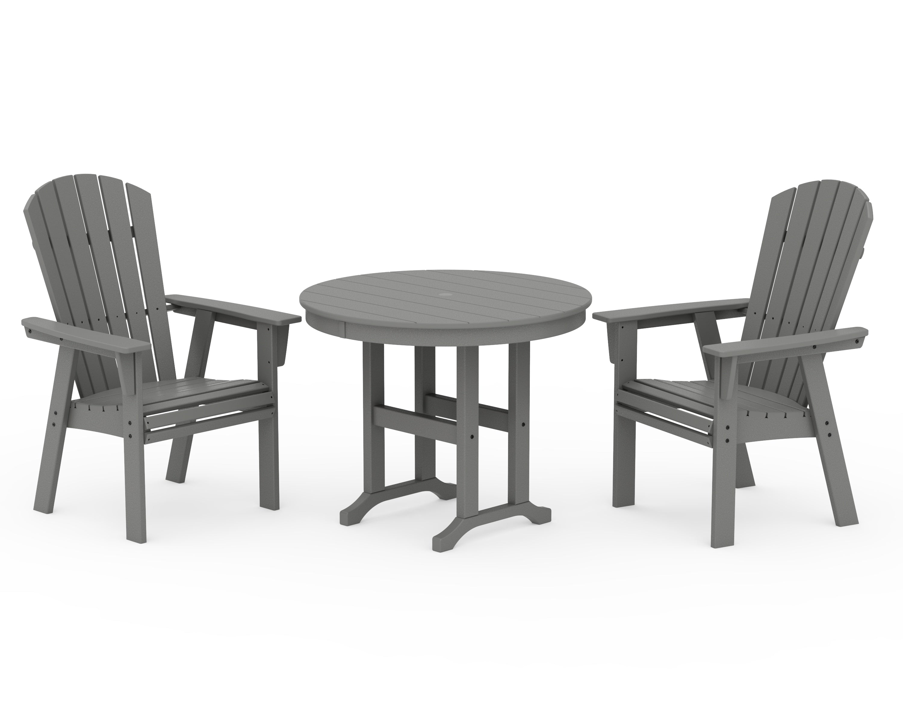 POLYWOOD® Nautical Adirondack 3-Piece Round Dining Set in Slate Grey