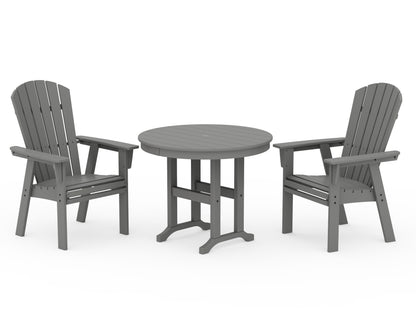 POLYWOOD® Nautical Adirondack 3-Piece Round Dining Set in Slate Grey
