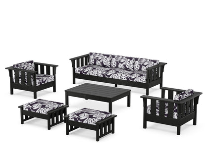 Martha Stewart by POLYWOOD® Acadia 6-Piece Lounge Sofa Set in Black / Leaf Navy