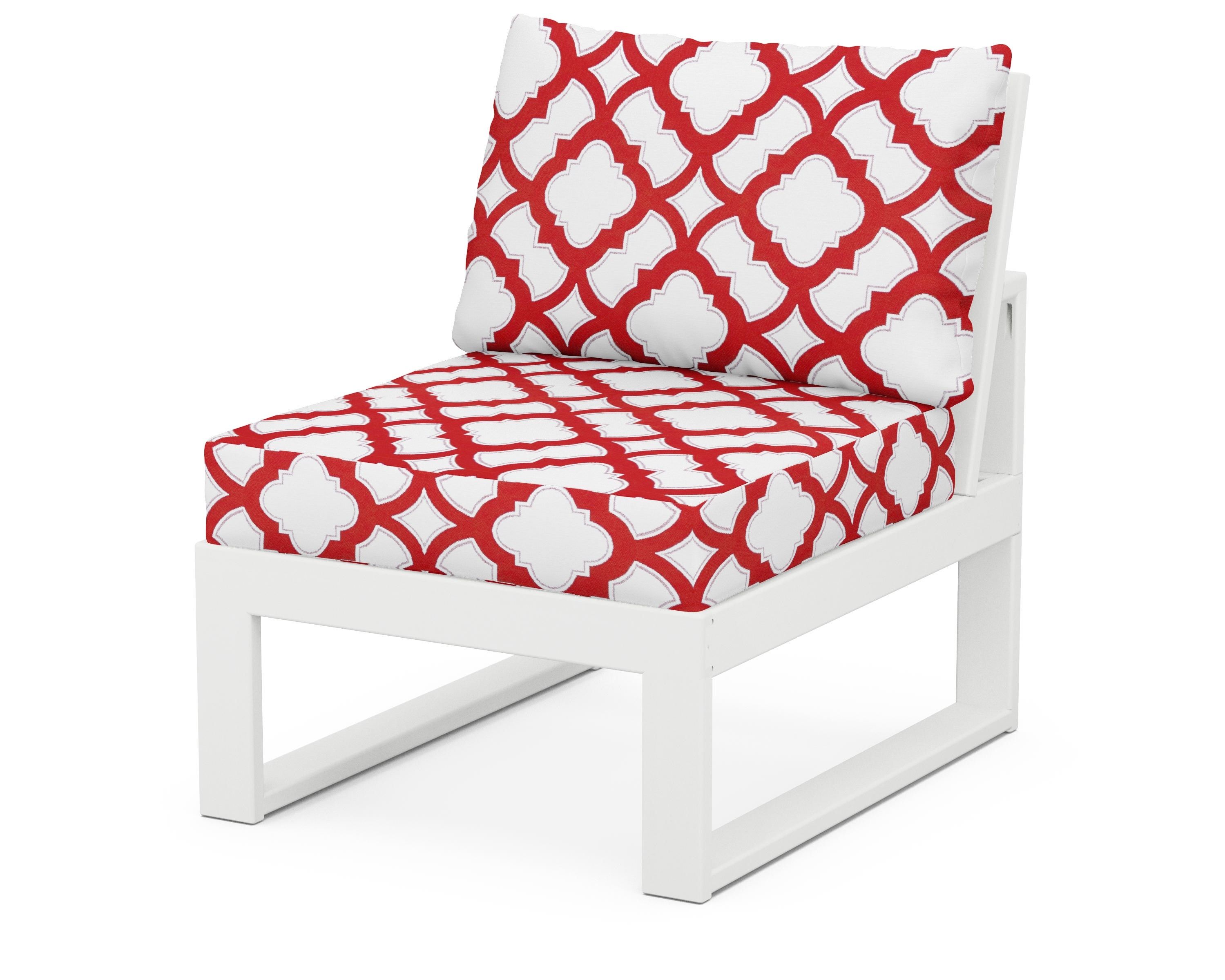 Unbranded Modular Armless Chair in White / Trellis Crimson