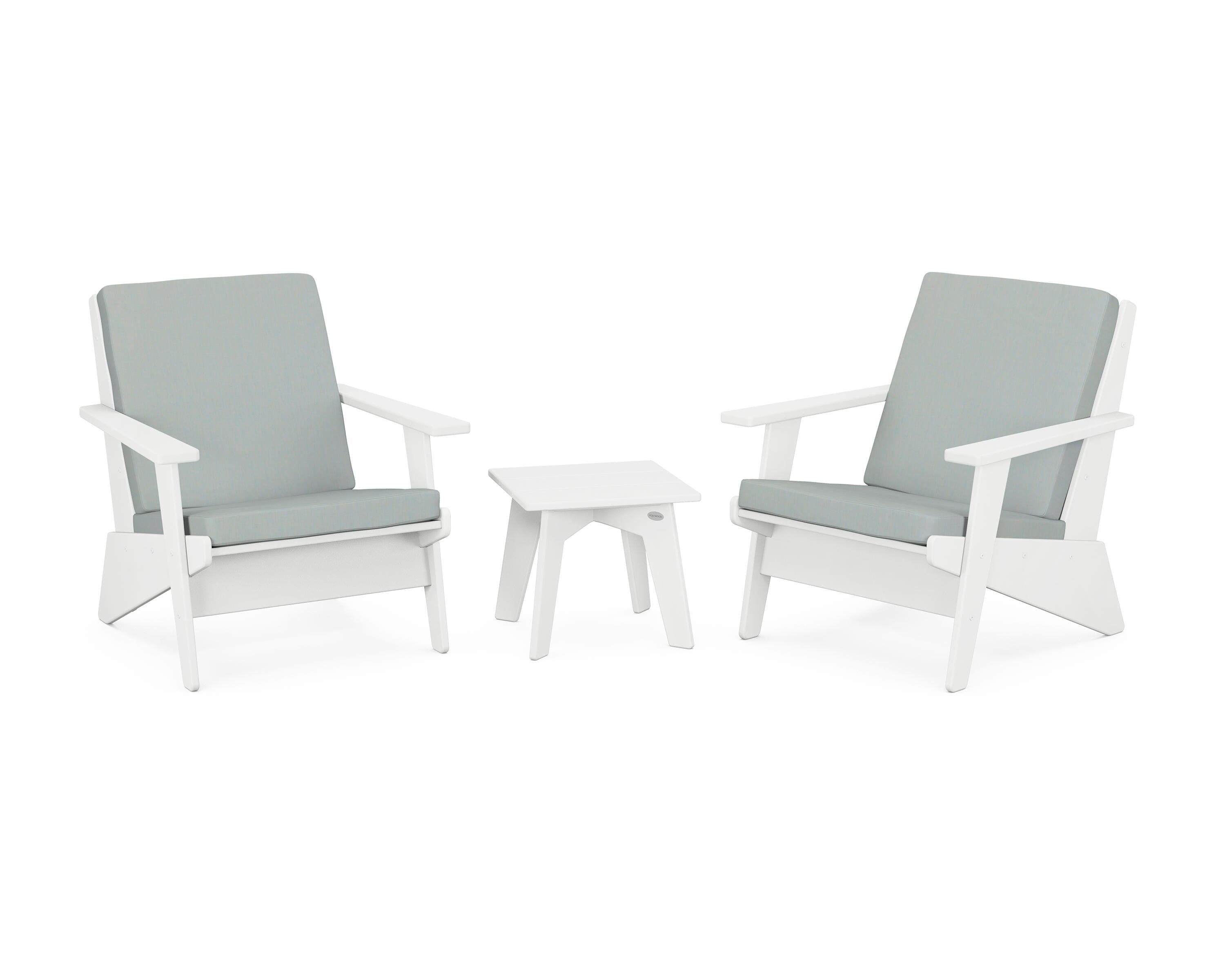 POLYWOOD® Riviera Modern Lounge 3-Piece Set in White / Spa