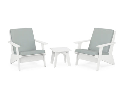 POLYWOOD® Riviera Modern Lounge 3-Piece Set in White / Spa