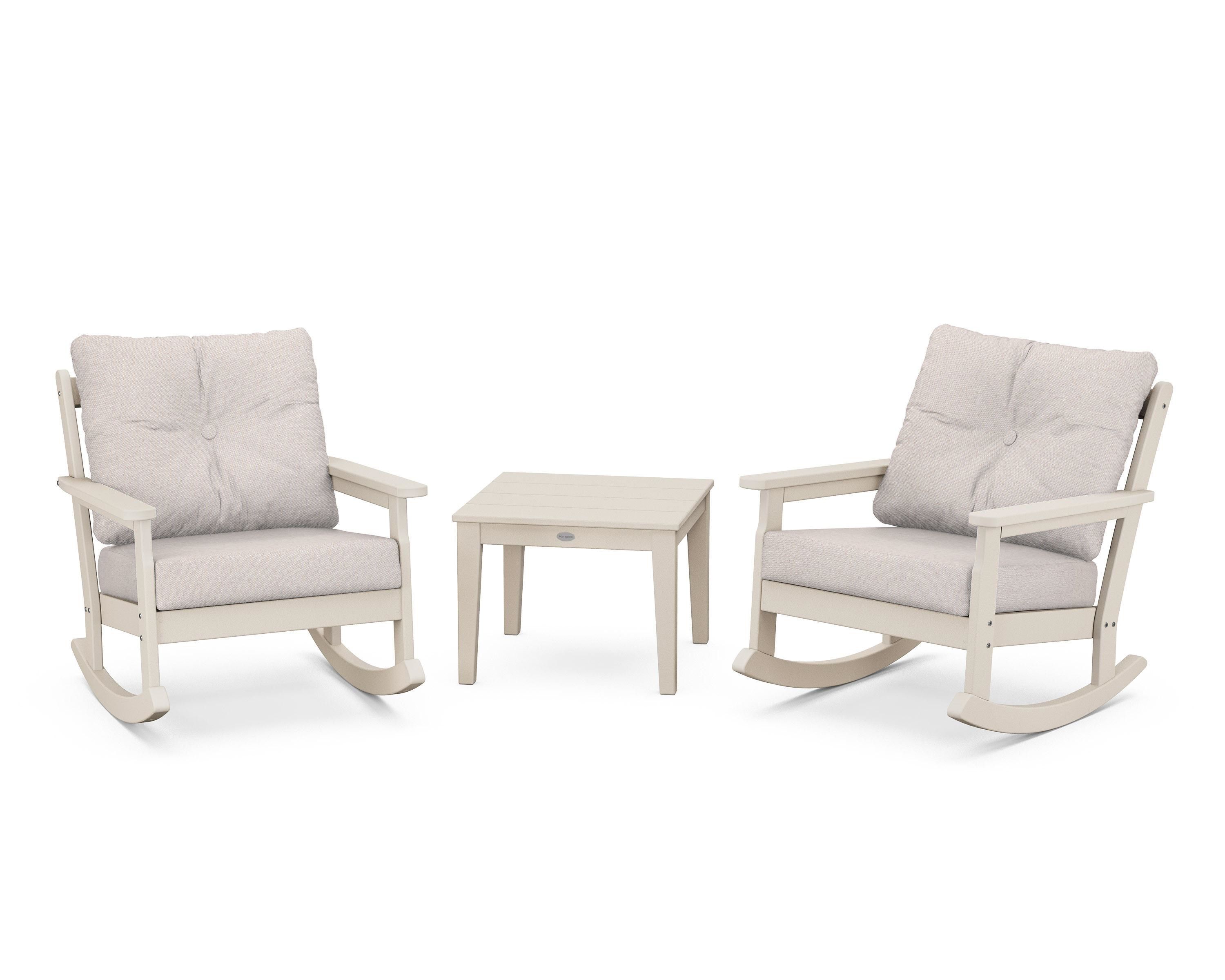 POLYWOOD® Vineyard 3-Piece Deep Seating Rocker Set in Sand / Dune Burlap