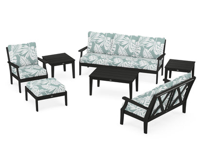 POLYWOOD® Braxton 7-Piece Deep Seating Set in Black / Leaf Glacier Spa