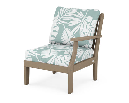 POLYWOOD® Braxton Modular Right Arm Chair in Vintage Sahara / Leaf Glacier Spa