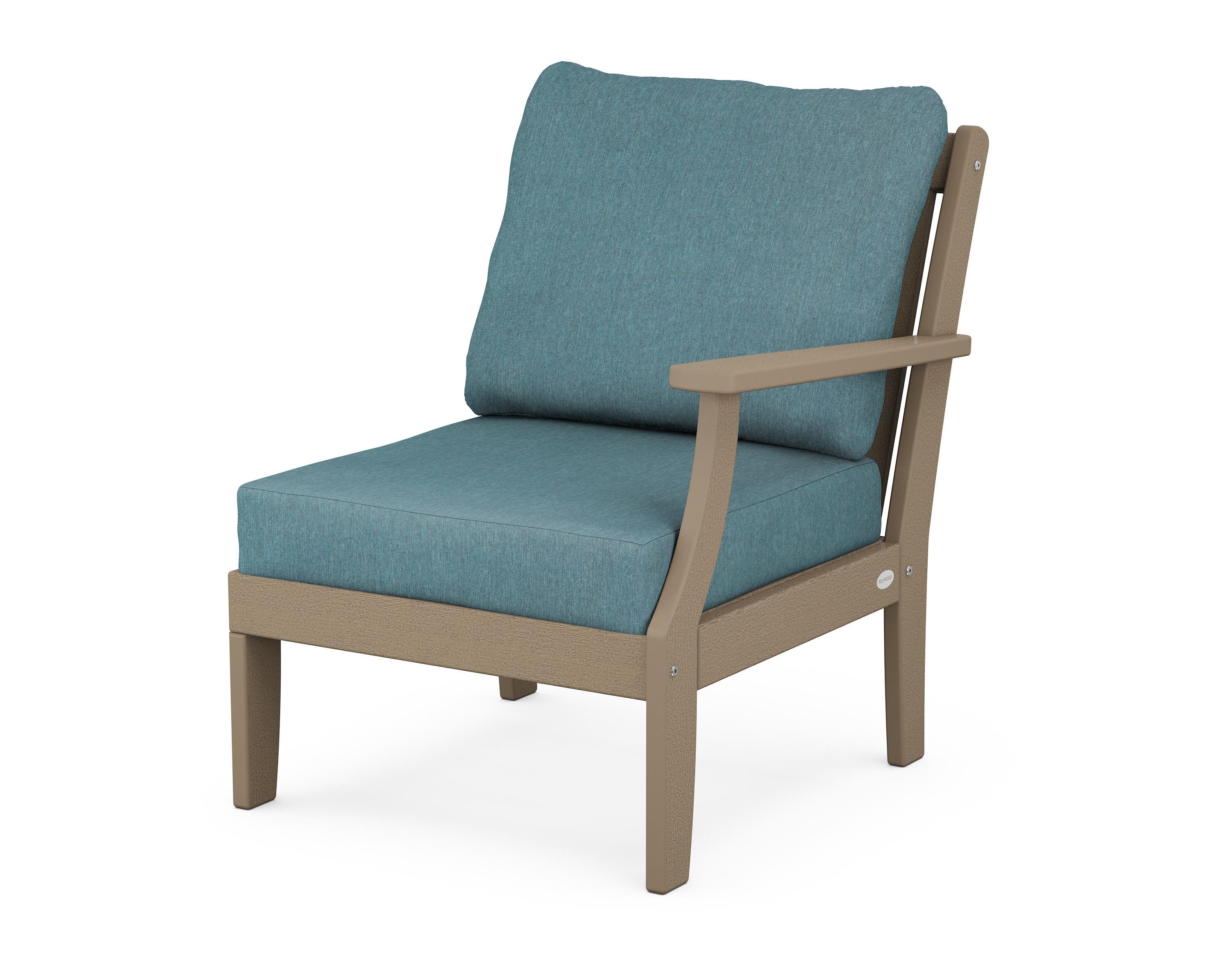 POLYWOOD® Braxton Modular Right Arm Chair in Vintage Sahara / Ocean Teal