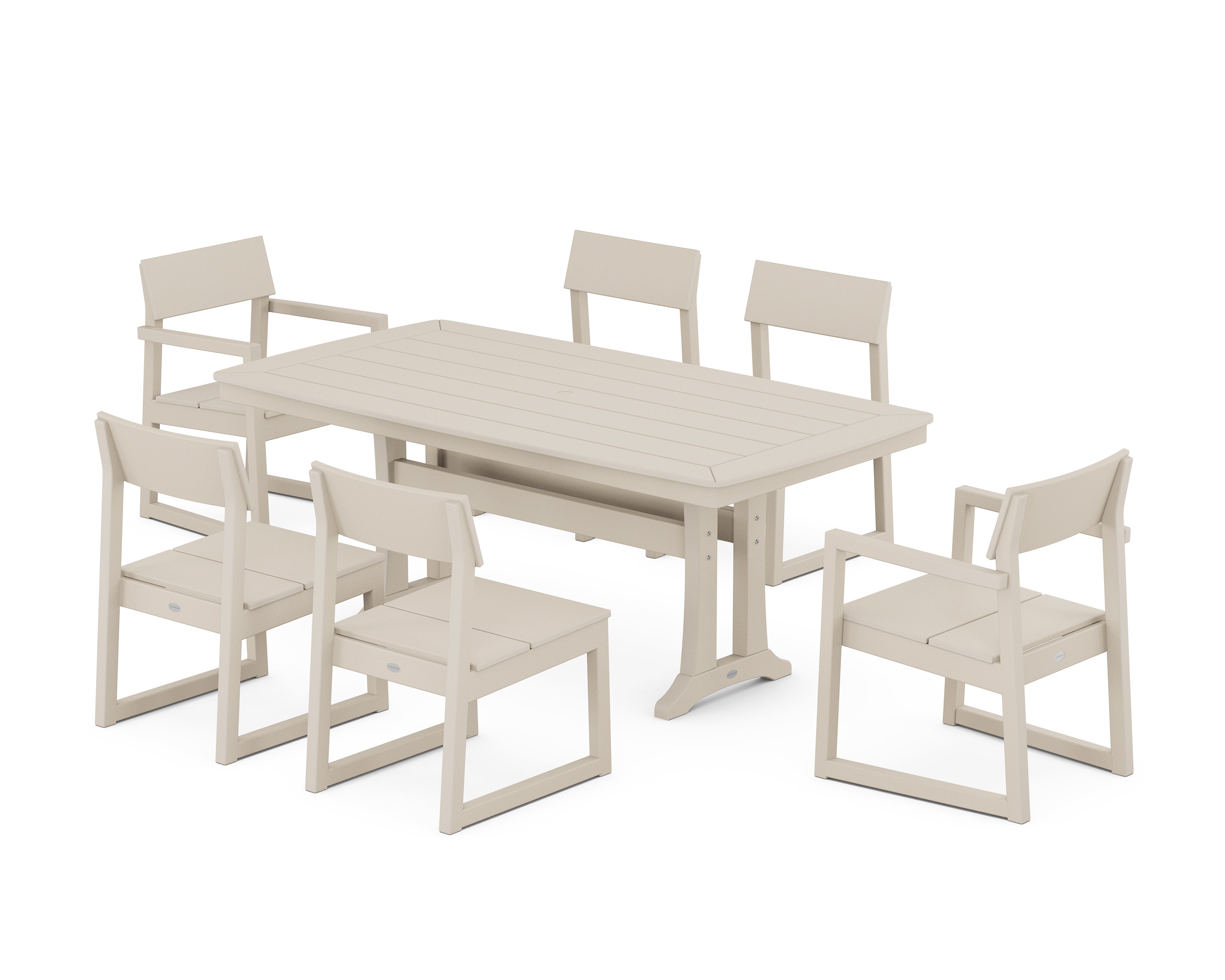 POLYWOOD® EDGE 7-Piece Dining Set with Trestle Legs in Sand