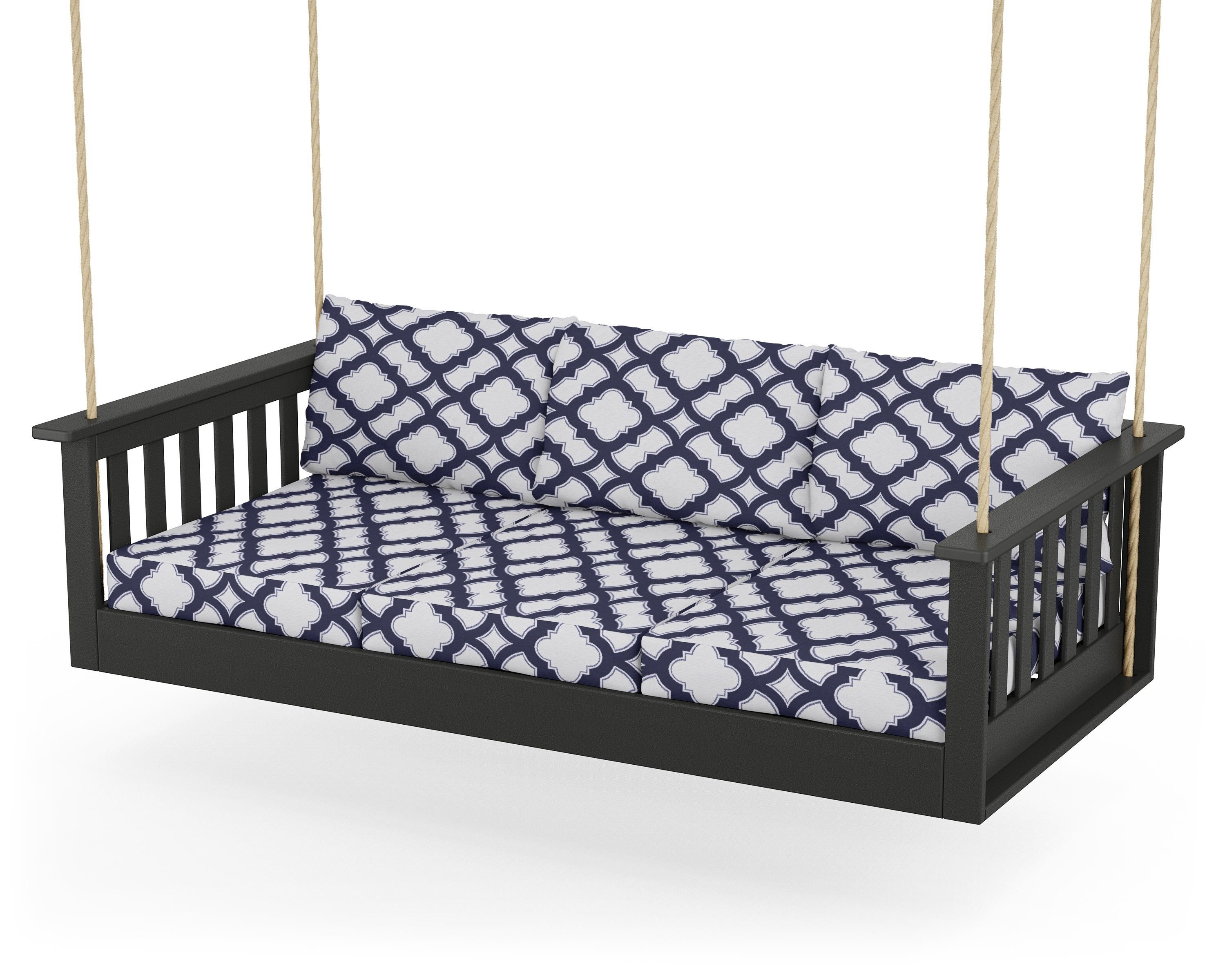 POLYWOOD® Vineyard Daybed Swing in Black / Trellis Navy