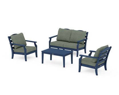 Draper James™ by  POLYWOOD® Savannah 4-Piece Deep Seating Set with Loveseat in Navy / Cast Sage