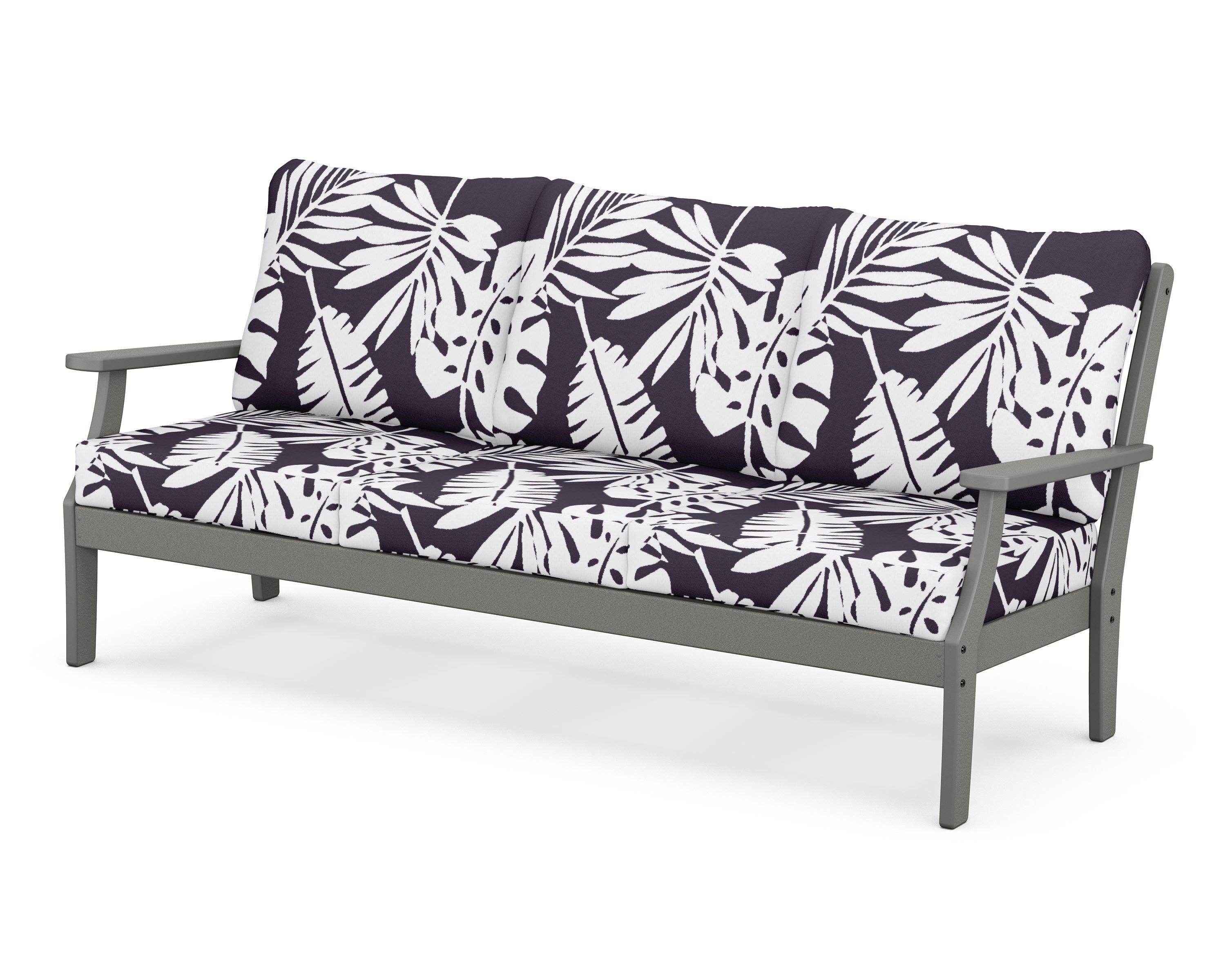 POLYWOOD® Braxton Deep Seating Sofa in Slate Grey / Leaf Navy