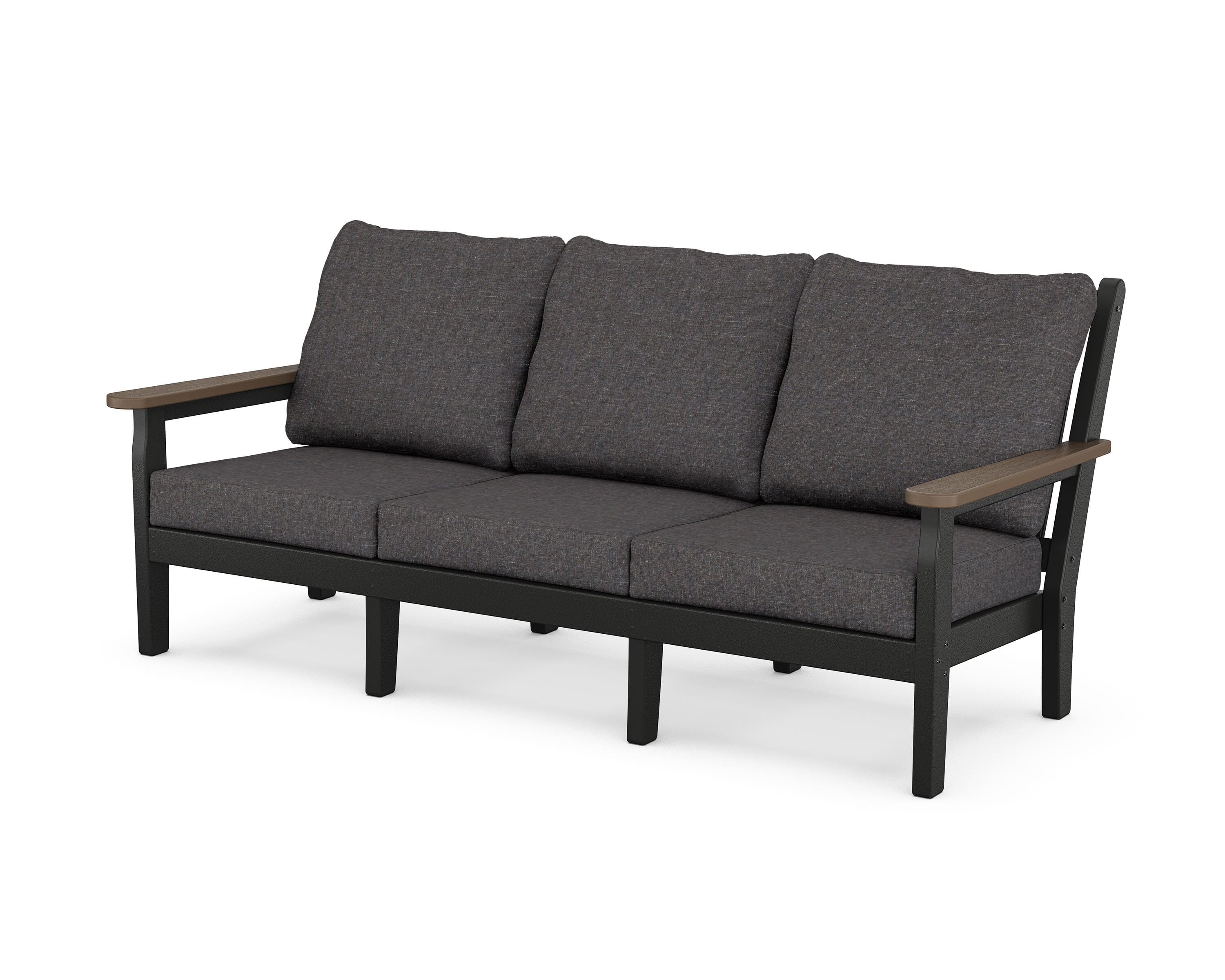 POLYWOOD® Chippendale Deep Seating Sofa in Black / Kona / Ash Charcoal