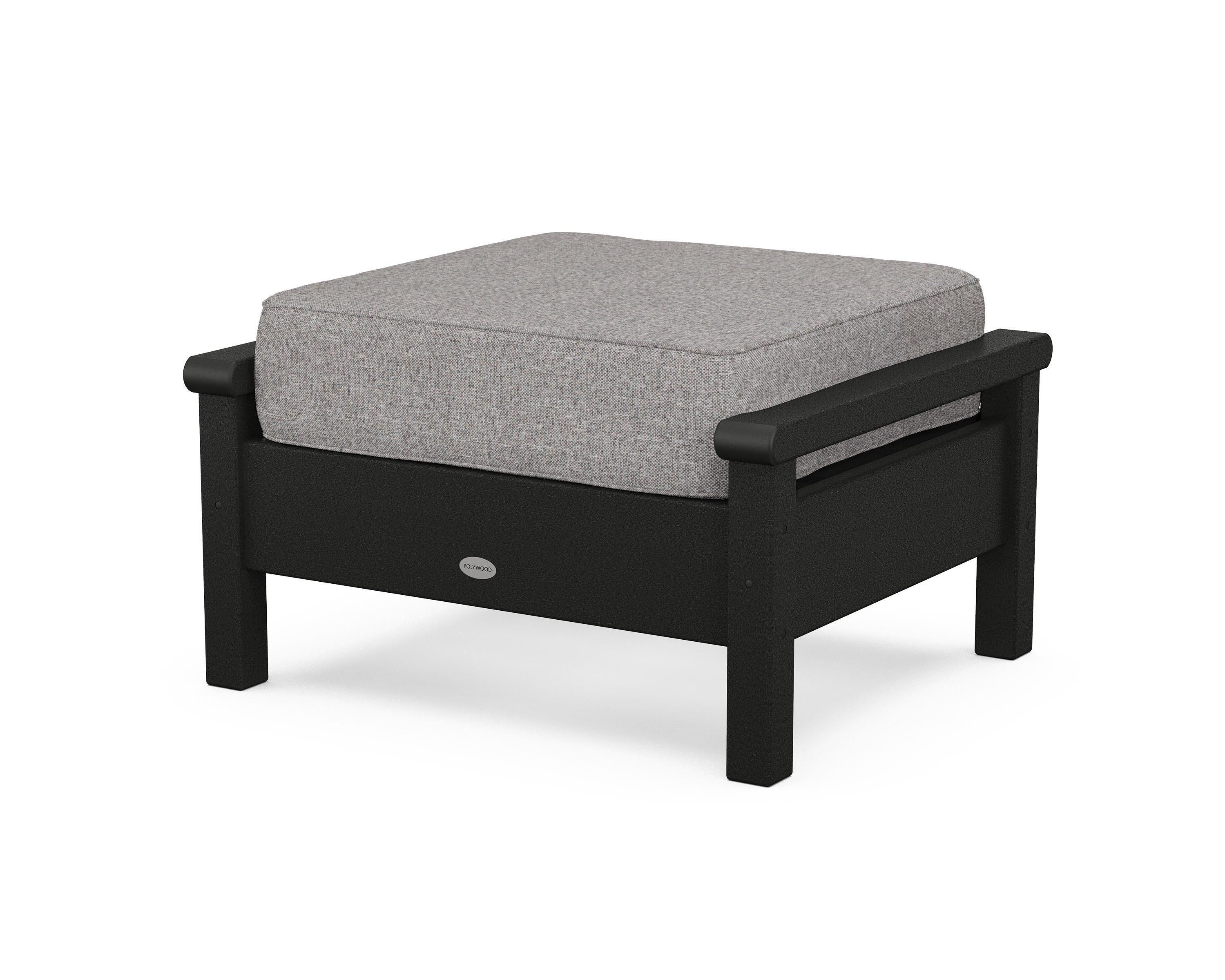 POLYWOOD® Harbour Deep Seating Ottoman in Black / Grey Mist